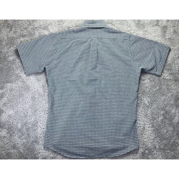 Vintage LL Bean Mens Button Up Shirt Short Slv Blue White Green Plaid USA‎ 15 - Picture 2 of 6
